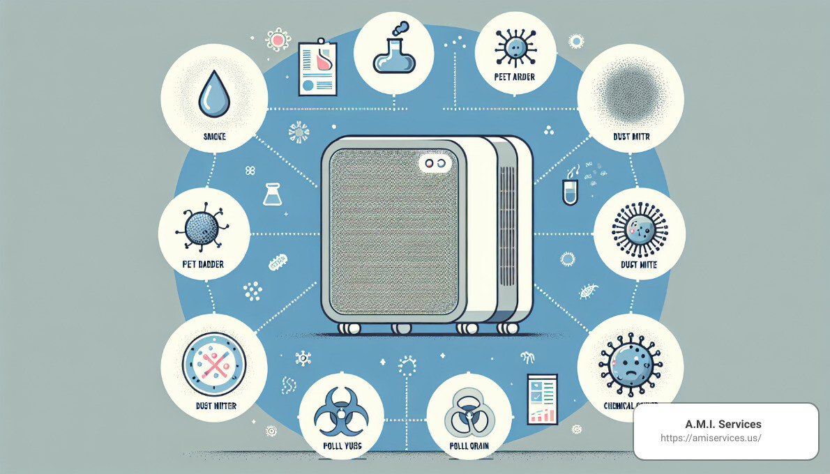Infographic of Austin Air HealthMate Plus Key Features - Austin Air HealthMate Plus Air Purifier